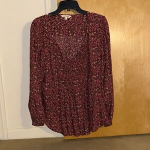 Lucky Brand Floral Button Down Shirt - Red and Black